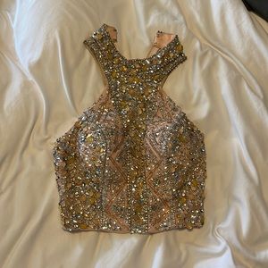 Pink Two Piece Dave & Johnny Prom Dress